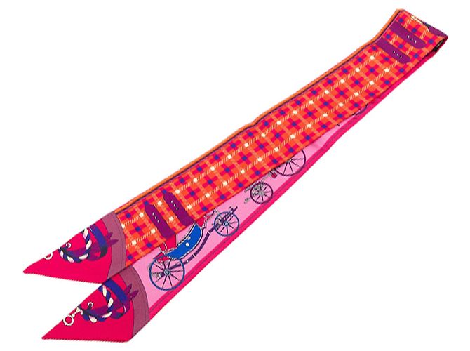 Foulard in Seta Twilly Hermès Rosa Les Voitures Nouvelles - vista 2