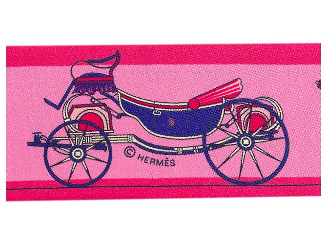 Foulard in Seta Twilly Hermès Rosa Les Voitures Nouvelles - vista 5
