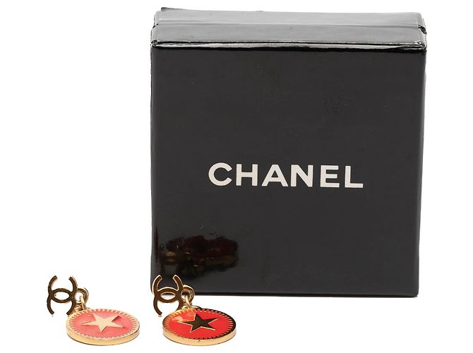 Chanel Gold CC Emaille Stern Ohrringe mit Clipverschluss Golden - Ansicht 4