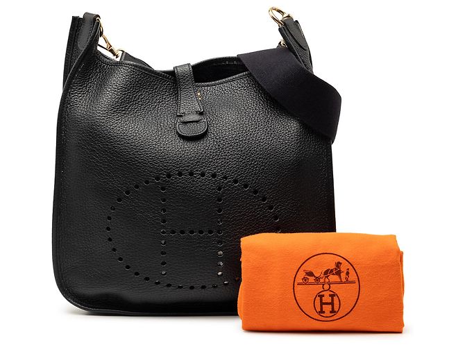 Hermès Evelyne 33 in Pelle Clemence Nera Nero - vista 8