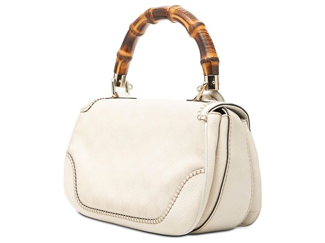 Borsa New Bamboo media GG in tela bianca Gucci - vista 2