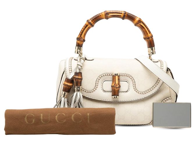 Borsa New Bamboo media GG in tela bianca Gucci - vista 8