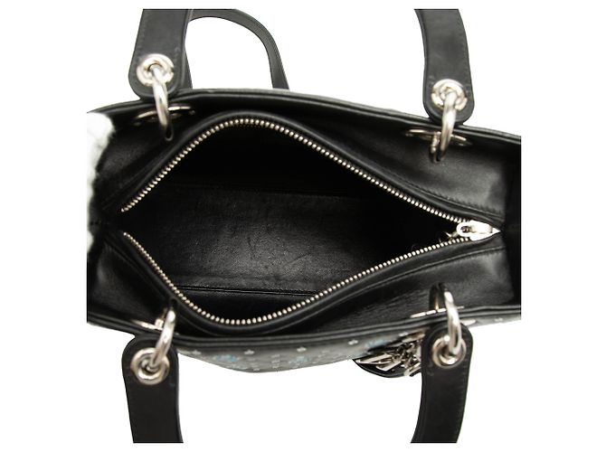 Dior Nero Medio Pelle di Vitello Fiore Ricamato Lady Dior - vista 4