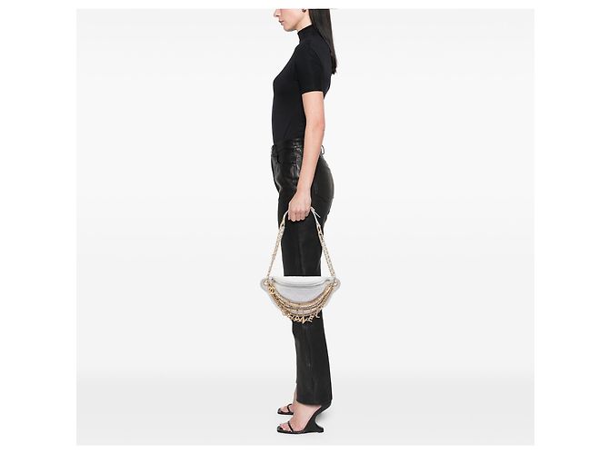 Chanel Weiße gesteppte Lammleder All About Chains Bauchtasche - Ansicht 7