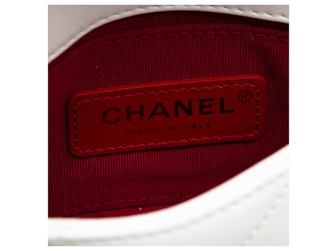 Chanel Mini Bianco in Pelle Trapuntata con Catena di Cornice Crudo - vista 5