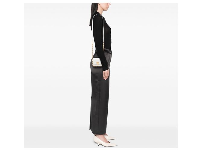 Chanel Mini Bianco in Pelle Trapuntata con Catena di Cornice Crudo - vista 7