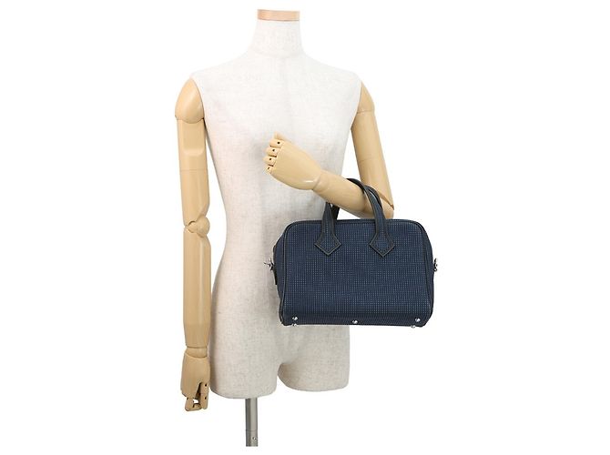 Borsa a mano mini Fourre-Tout Victoria 3 di Hermès Nero Blu - vista 4