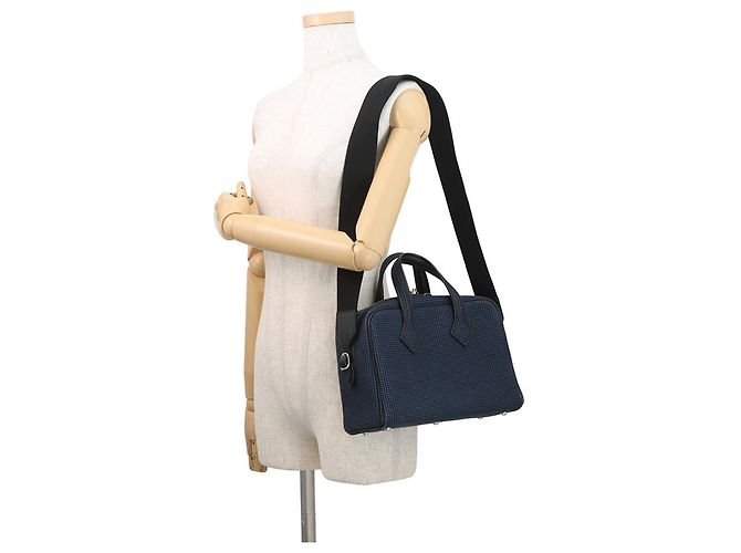 Borsa a mano mini Fourre-Tout Victoria 3 di Hermès Nero Blu - vista 5