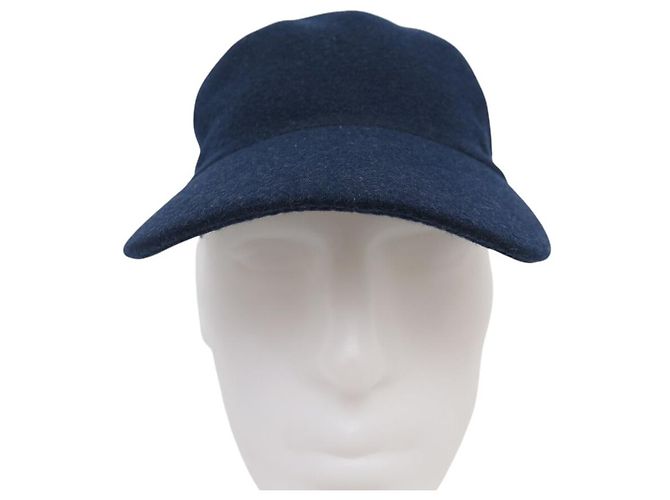 NUOVO CAPPELLO DA BASEBALL LORO PIANA M 57 IN CACHEMIRE BLU - vista 2