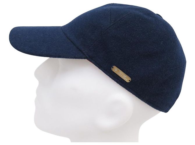 NUOVO CAPPELLO DA BASEBALL LORO PIANA M 57 IN CACHEMIRE BLU - vista 3