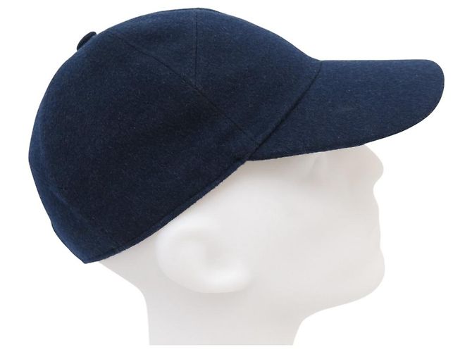NUOVO CAPPELLO DA BASEBALL LORO PIANA M 57 IN CACHEMIRE BLU - vista 5