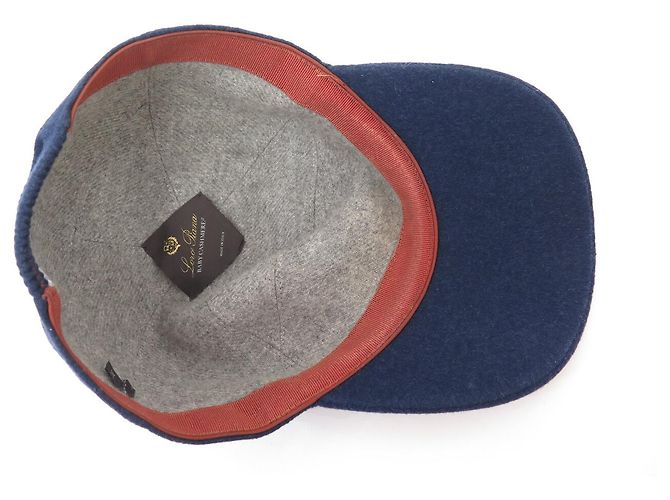 NUOVO CAPPELLO DA BASEBALL LORO PIANA M 57 IN CACHEMIRE BLU - vista 6