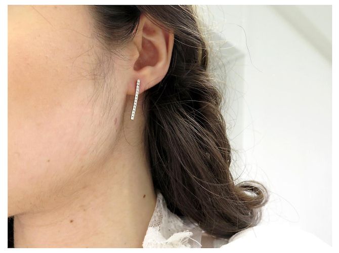 NUOVE ORECCHINI MAUBOUSSIN SEI IL MIO FIUME D'AMORE DIAMANTI 0.5CT Argento - vista 12