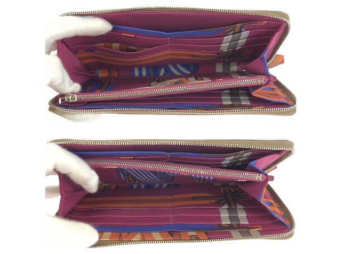 Carteira Longa Azap Silk'in Hermès Bege Marrom - vista 8