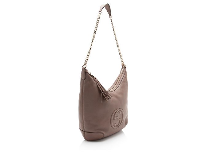 Hobo mediano de cuero Soho con cadena Gucci Castaño - vista 2