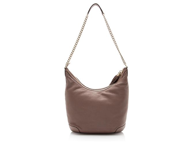 Hobo mediano de cuero Soho con cadena Gucci Castaño - vista 3
