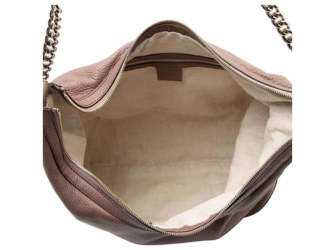 Hobo mediano de cuero Soho con cadena Gucci Castaño - vista 7