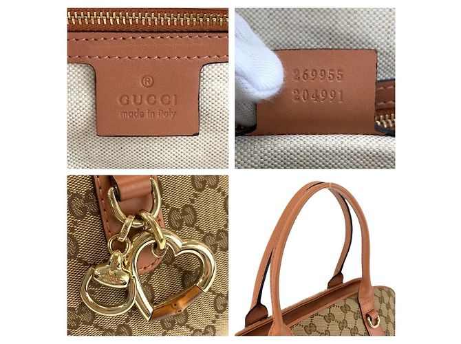 Gucci Heartbit Beiger Rosa GG Canvas Leder Tasche - Ansicht 3