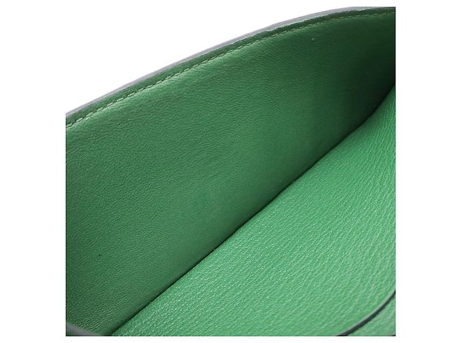 Portafoglio lungo Souffle Bearn in capra Hermès verde - vista 7
