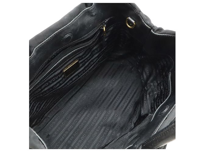 Borsa a mano in nylon con logo in jacquard Prada Nero - vista 7