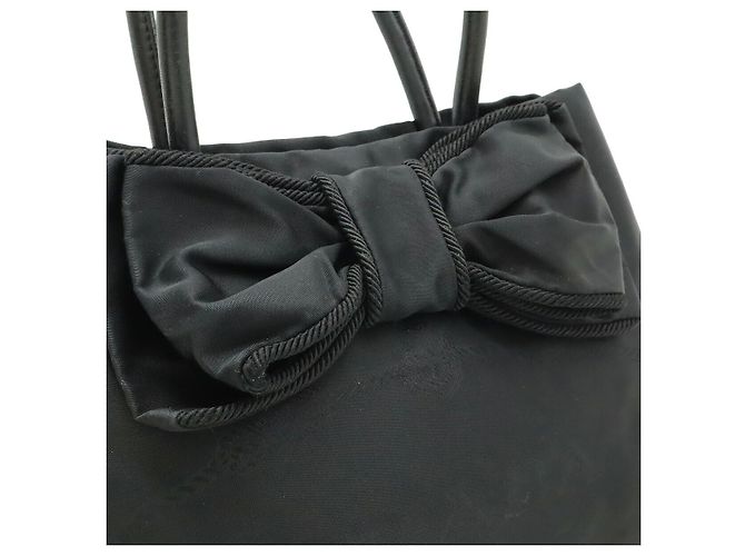 Borsa a mano in nylon con logo in jacquard Prada Nero - vista 8