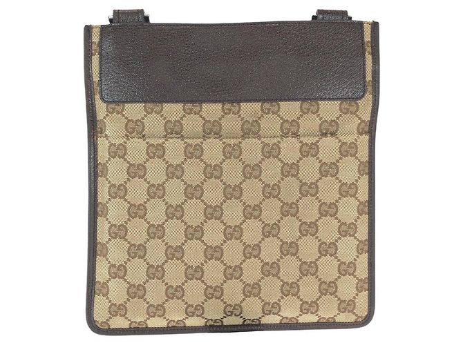Borsa a Spalla in Tela GG e Pelle Gucci Marrone - vista 2