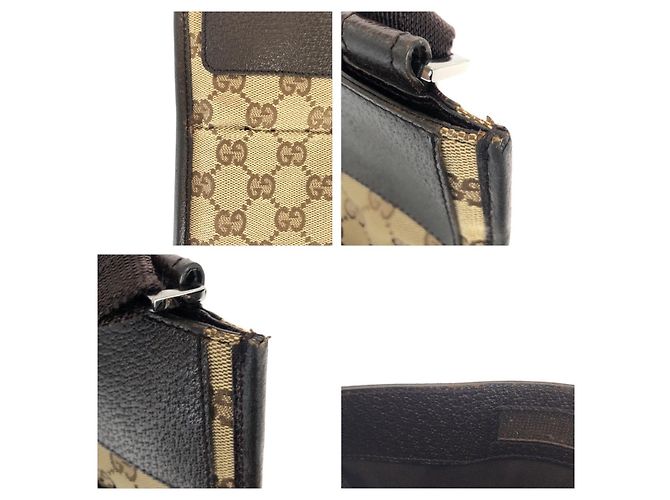 Borsa a Spalla in Tela GG e Pelle Gucci Marrone - vista 5