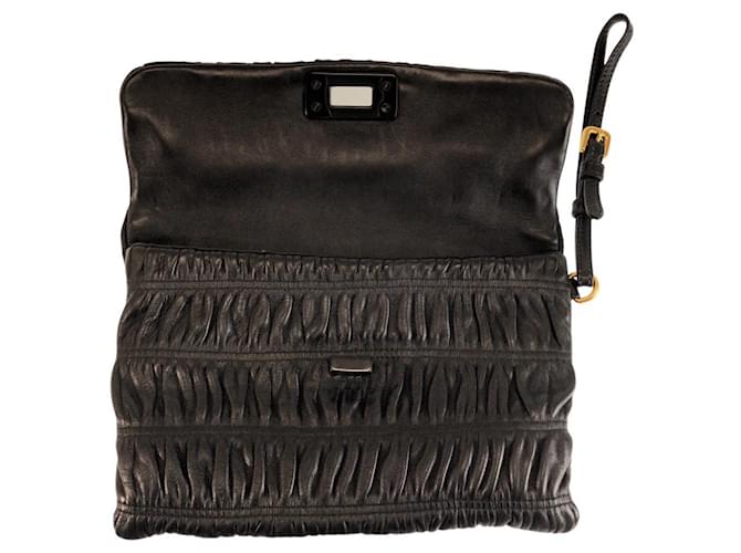 Clutch in pelle nera Prada Nero - vista 5