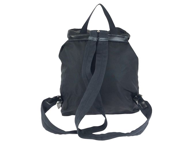 Prada Nylon-Leder Tessuto Logo Rucksack Schwarz - Ansicht 2