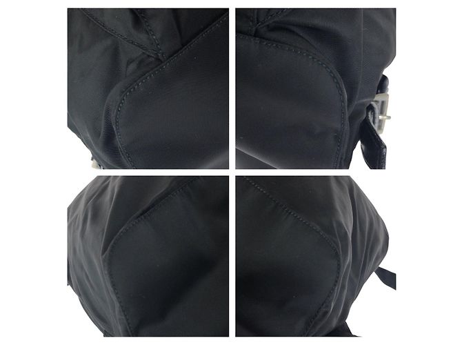 Prada Nylon-Leder Tessuto Logo Rucksack Schwarz - Ansicht 3