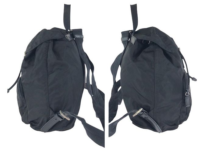 Prada Nylon-Leder Tessuto Logo Rucksack Schwarz - Ansicht 8