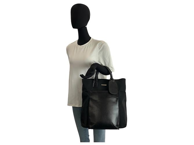 Sac fourre-tout en nylon/cuir Gucci Noir - vue 6