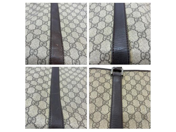 Bolso tote de lona GG Supreme de cuero de Gucci Castaño - vista 10