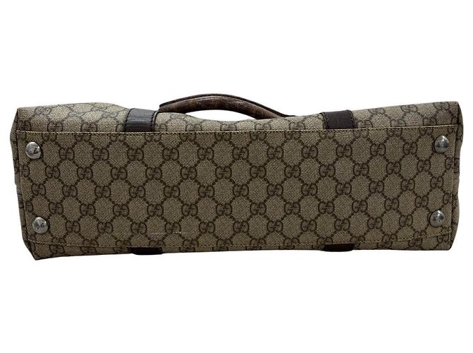 Bolso tote de lona GG Supreme de cuero de Gucci Castaño - vista 3
