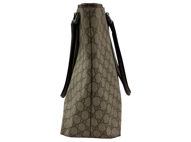 Bolso tote de lona GG Supreme de cuero de Gucci Castaño - vista 4