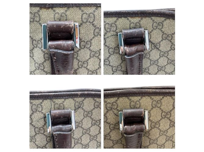 Bolso tote de lona GG Supreme de cuero de Gucci Castaño - vista 6