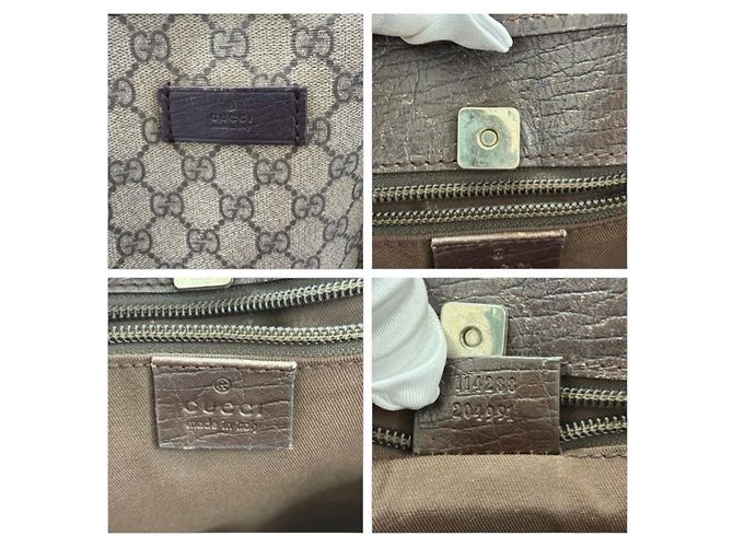 Bolso tote de lona GG Supreme de cuero de Gucci Castaño - vista 7
