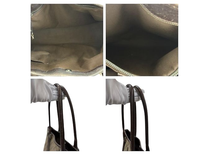 Bolso tote de lona GG Supreme de cuero de Gucci Castaño - vista 8