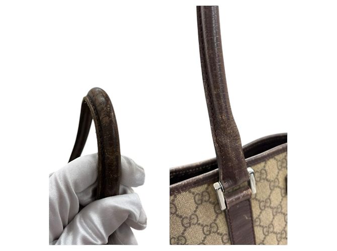 Bolso tote de lona GG Supreme de cuero de Gucci Castaño - vista 9
