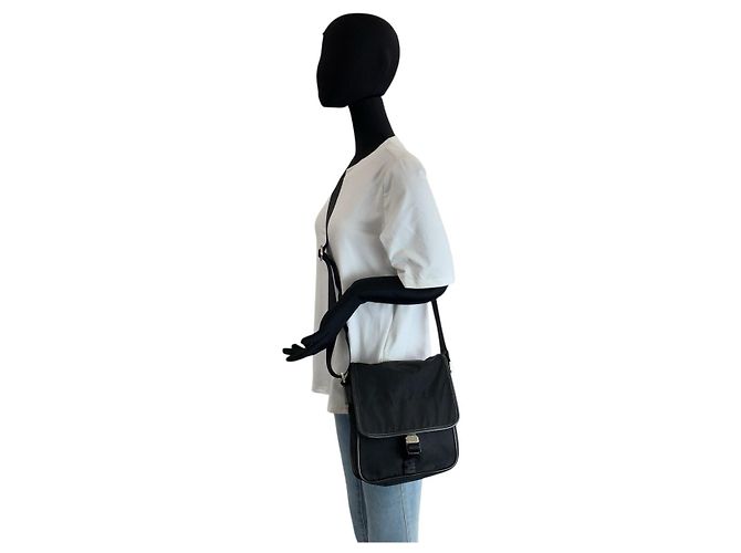 Bolso de Hombro de Nylon y Cuero Tessuto de Prada Negro - vista 6