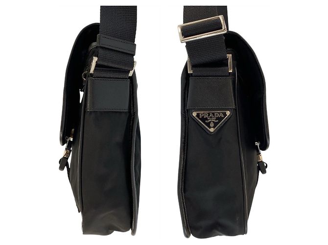 Bolso de Hombro de Nylon y Cuero Tessuto de Prada Negro - vista 7