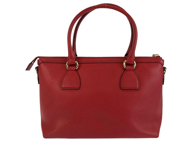 Gucci Leder Handtasche mit ineinandergreifendem Logo Rot - Ansicht 2