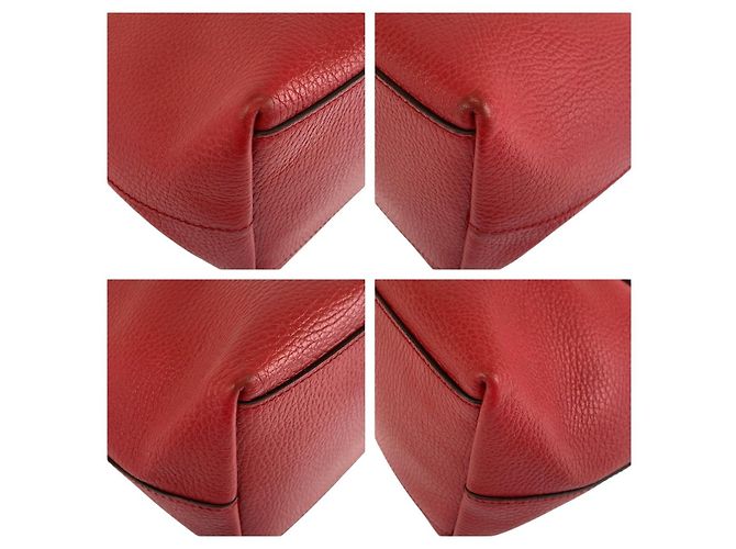 Gucci Leder Handtasche mit ineinandergreifendem Logo Rot - Ansicht 4