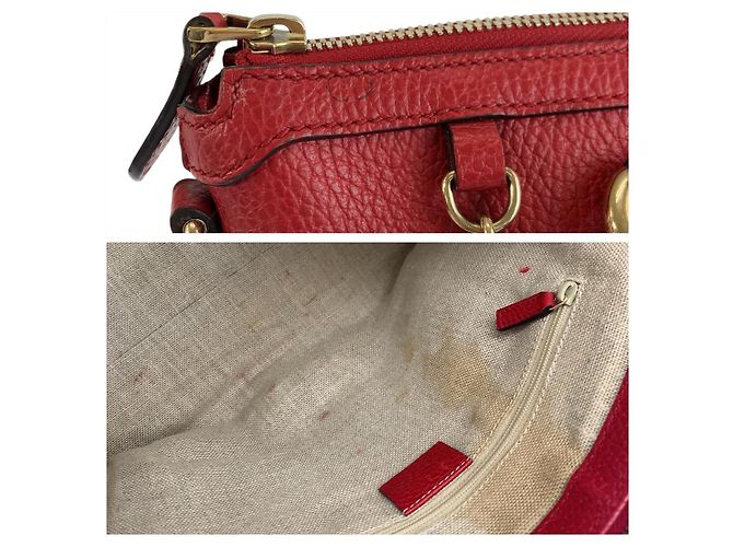 Gucci Leder Handtasche mit ineinandergreifendem Logo Rot - Ansicht 5