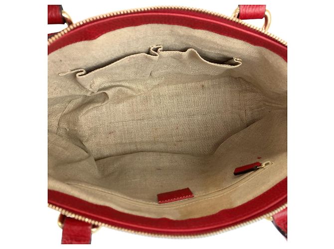 Gucci Leder Handtasche mit ineinandergreifendem Logo Rot - Ansicht 8