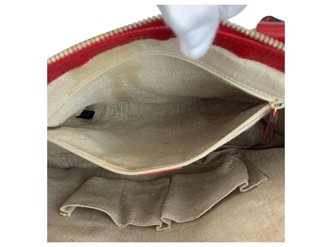 Gucci Leder Handtasche mit ineinandergreifendem Logo Rot - Ansicht 9