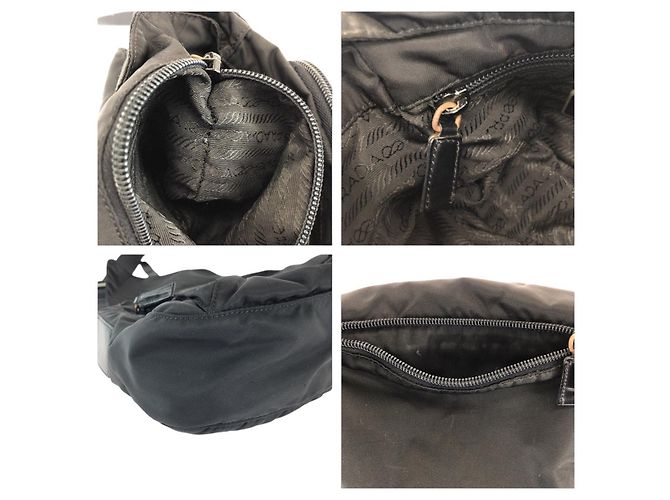 Borsa a Spalla in Nylon e Pelle Tessuto di Prada Nero - vista 5