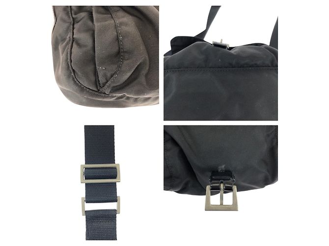Borsa a Spalla in Nylon e Pelle Tessuto di Prada Nero - vista 6