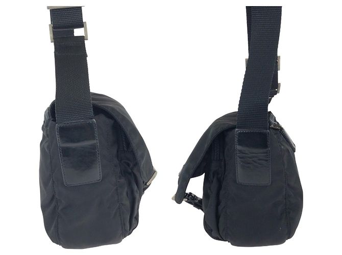 Borsa a Spalla in Nylon e Pelle Tessuto di Prada Nero - vista 8