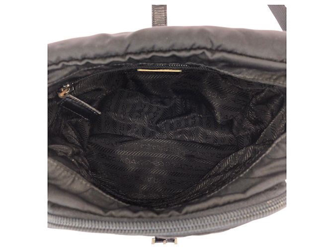 Borsa a Spalla in Nylon e Pelle Tessuto di Prada Nero - vista 9